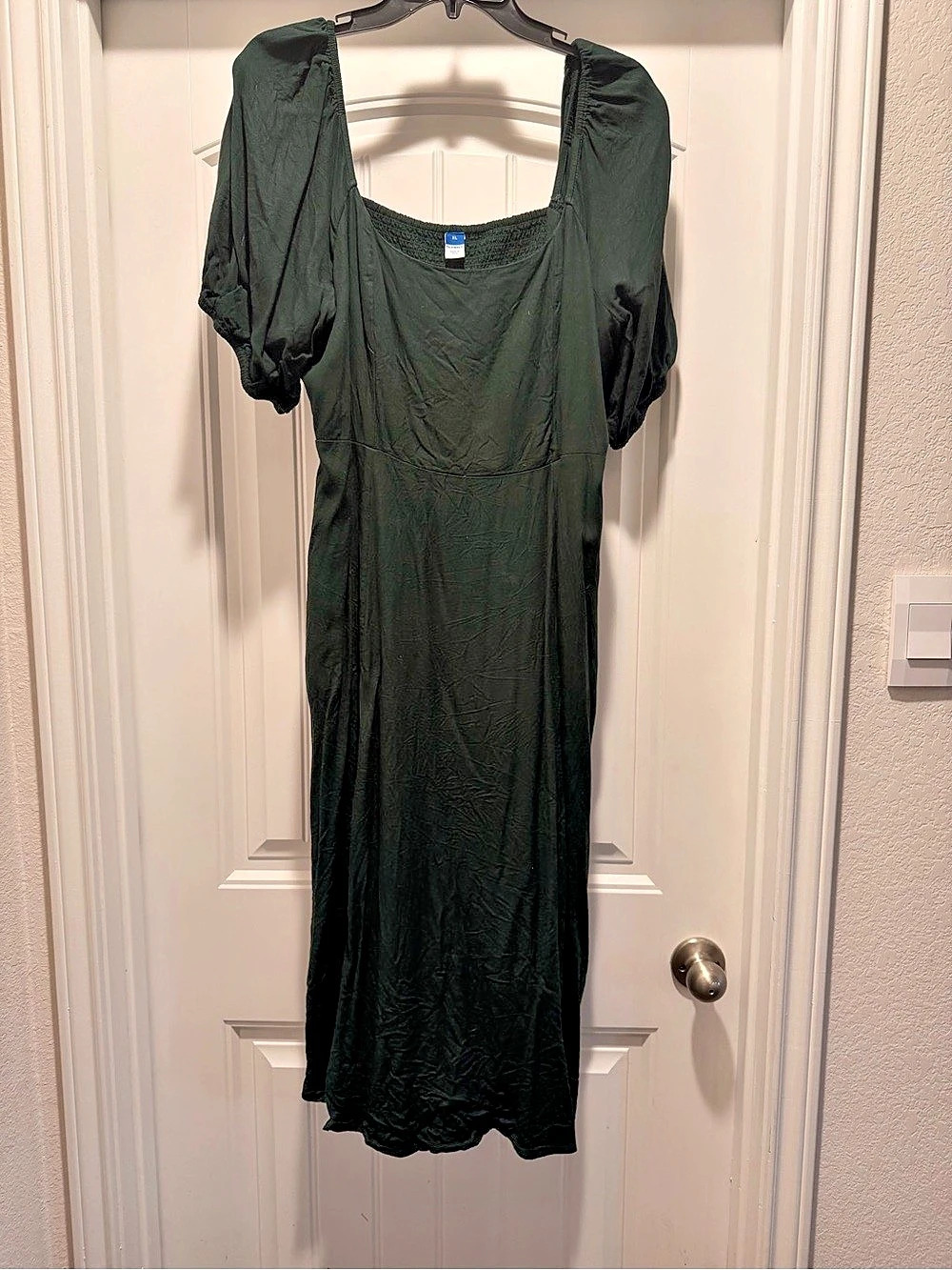 Old Navy Square Neck Puff Sleeve Midi Dress Green XL